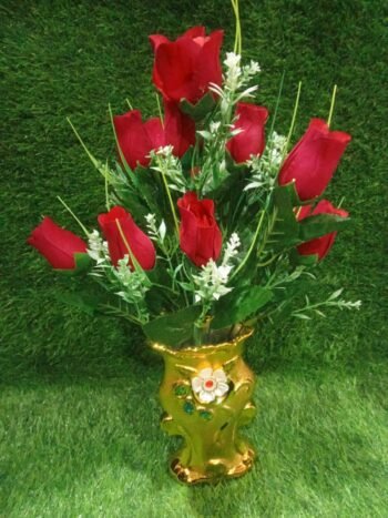Artificial Rose Bunch With Pot